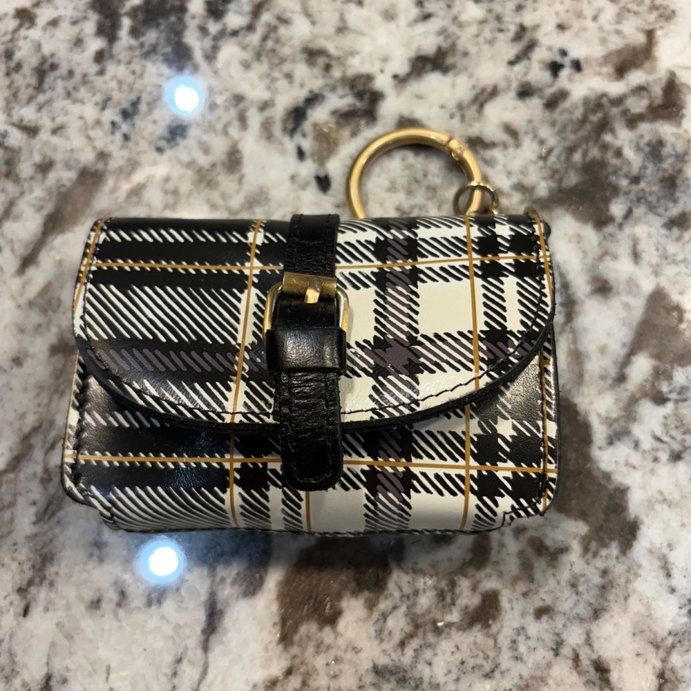 EUC Patricia Nash Black and White Plaid Keychain Wallet